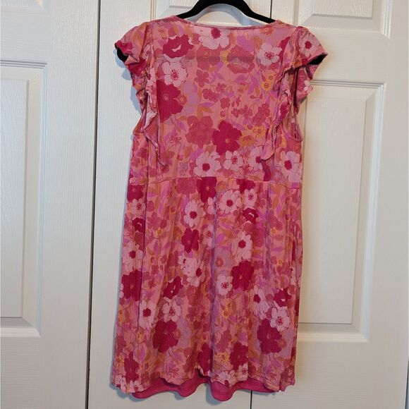 Andree by Unit Pink Floral Flutter Sleeve Dress | Women’s Medium - Picture 6 of 6